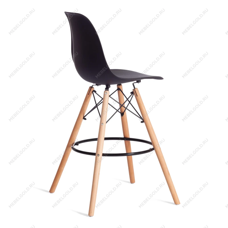 Стул барный Cindy Bar Chair (mod. 80-1), дерево бук/металл/пластик, 50 х 51 х 109 см, Black (Черный) 3010/ натуральный | изображение 2