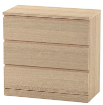 МАЛЬМ / VARMA Комод ИКЕА / IKEA 3, 80x78x40, шпон, беленый дуб