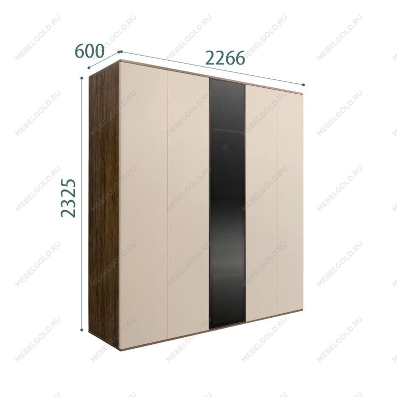 Шкаф 5-ти дв. Bogemia Woodline Air (Ваниль/Черный) БМШ2/5(1)