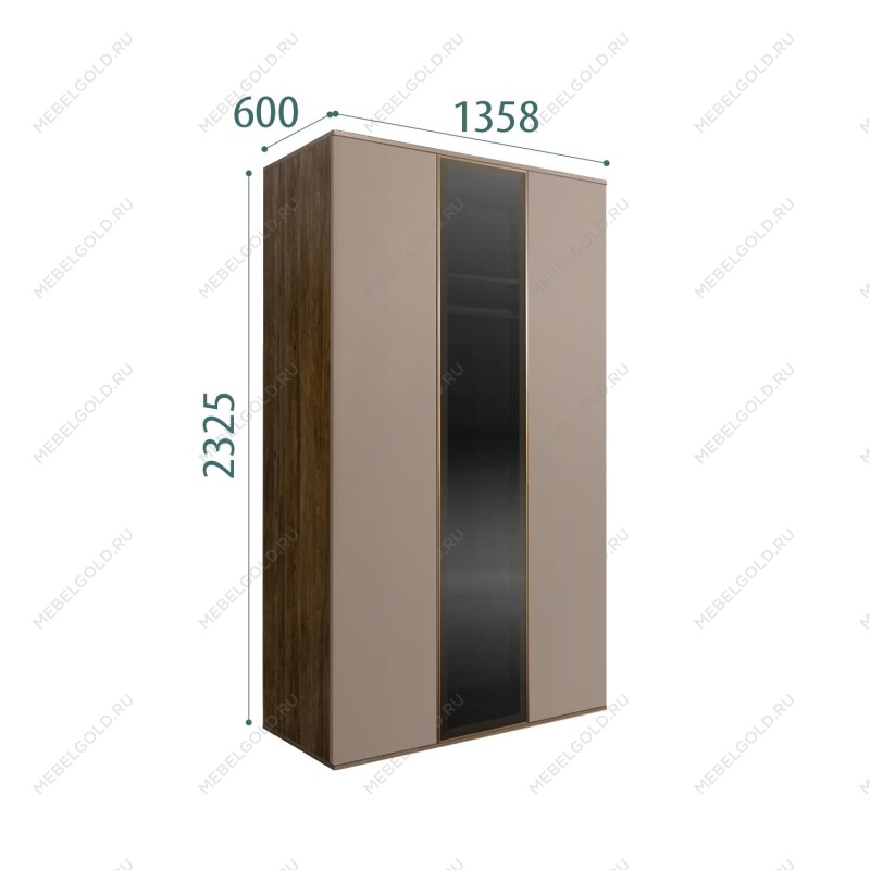 Шкаф 3-х дверный Bogemia Woodline Air (Мокка/Золото) БМШ2/3(1)