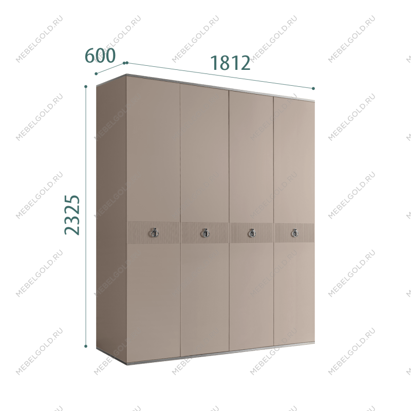 Шкаф 4-х дверный Римини СОЛО (Мокка/Серебро) РМШ2/4(s)