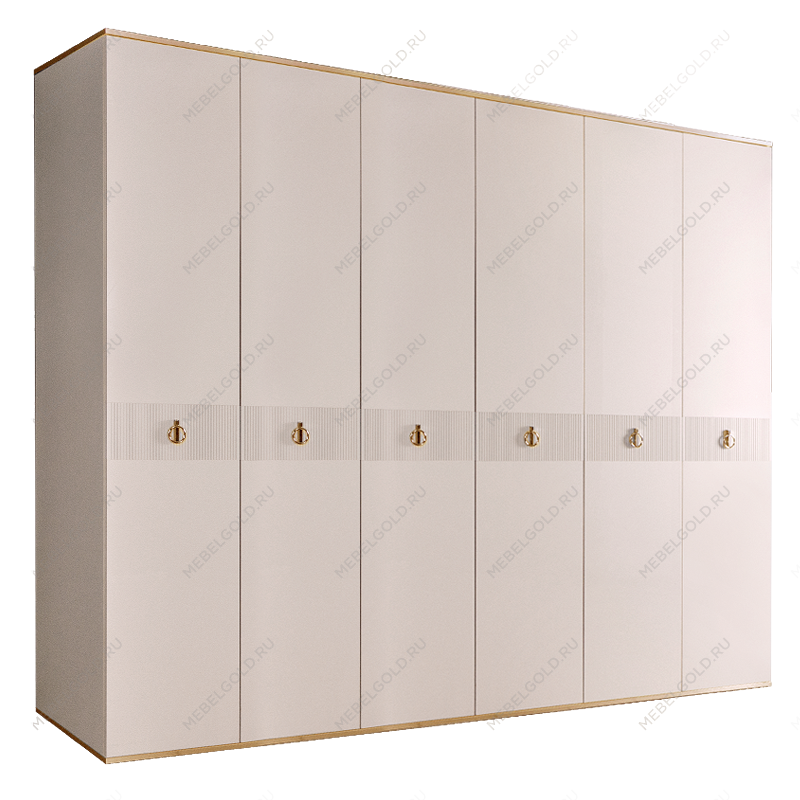 Шкаф 6-ти дверный Римини СОЛО (Слоновая кость/Золото) РМШ2/6(s)