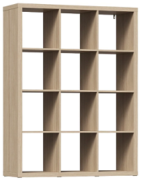 КАЛЛАКС / ФОРА Стеллаж ИКЕА / IKEA 12, широкий стеллаж с открытыми ячейками, тамбурат, дуб беленый