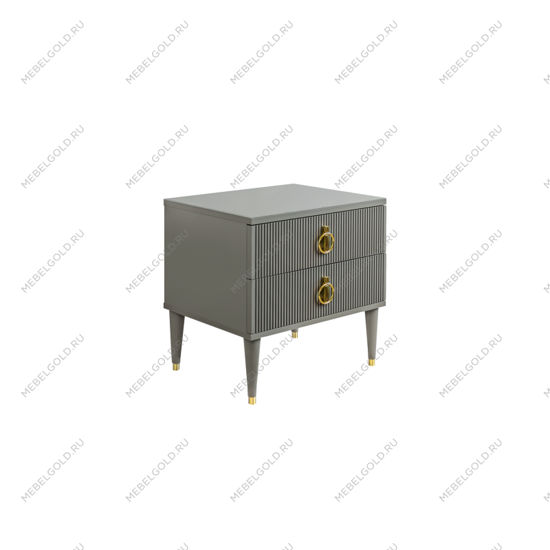 Тумба прикроватная 2 ящика Римини СОЛО (Серый/Золото) РМТП-2(s)