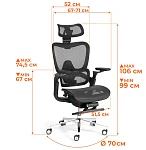 Компьютерное кресло Sakura, сетка, черный | изображение 26