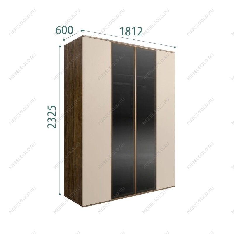 Шкаф 4-х дв. Bogemia Woodline Air (Ваниль/Золото) БМШ2/42(2)