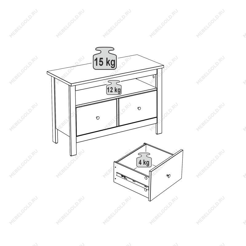 САГА тумба 2 ящика белая/ясень | изображение 4