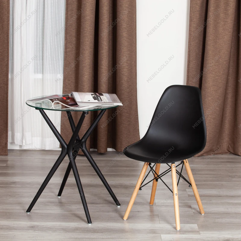 Стул CINDY (EAMES) (mod. 1801), дерево бук/металл/сиденье пластик, 45x51x82 см, Black (черный) | изображение 8