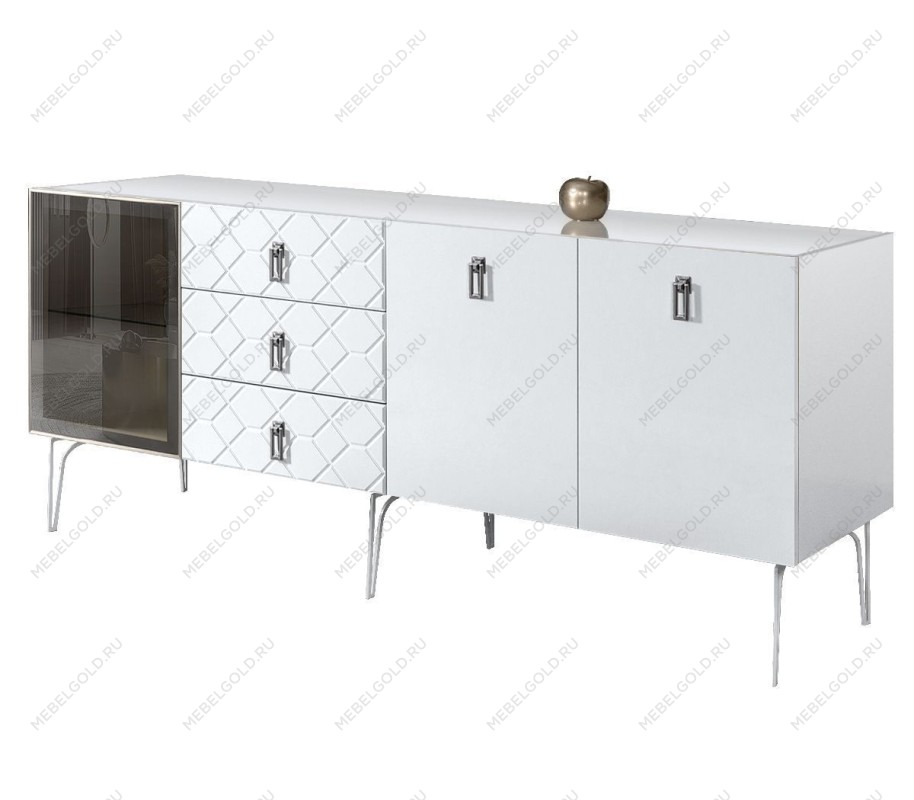 Комод 2.1м Bogemia Farfalle (Белый) (Lakobel/Хром) БМКМ-5(Fa)[4]