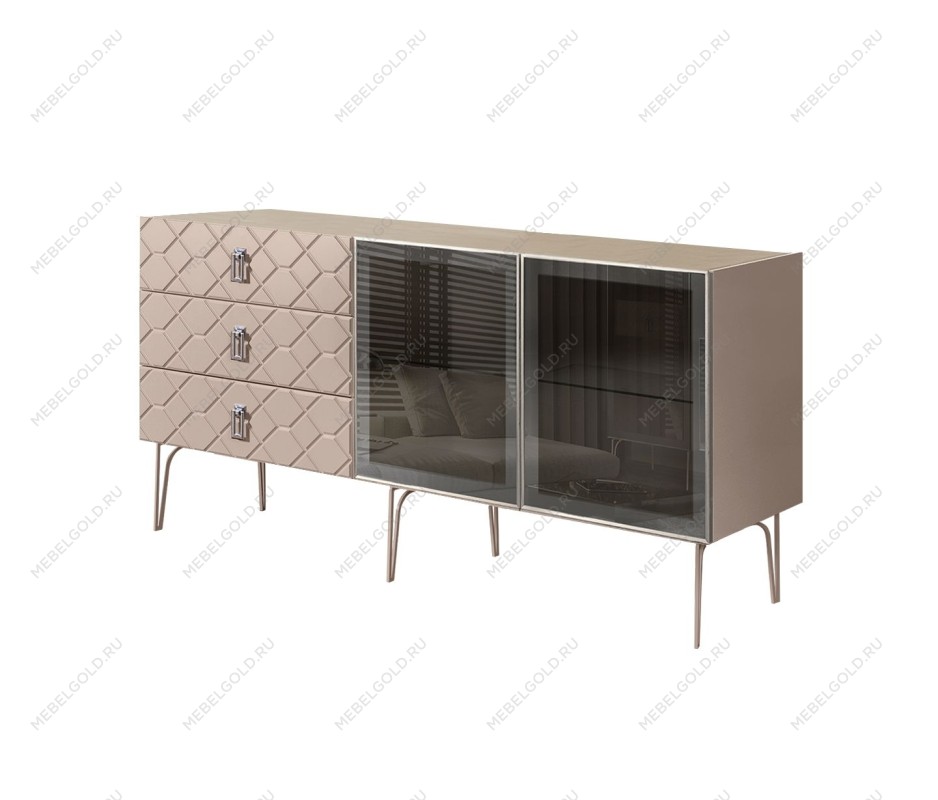 Комод 1.6м Bogemia Farfalle (Мокка) (Novabuk/Хром) БМКМ-4(Fa)[5]