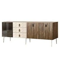 Комод 2.1м Bogemia Woodline Wood Fa (Слоновая кость) (Novabuk/Черный) БМКМ-5[4]