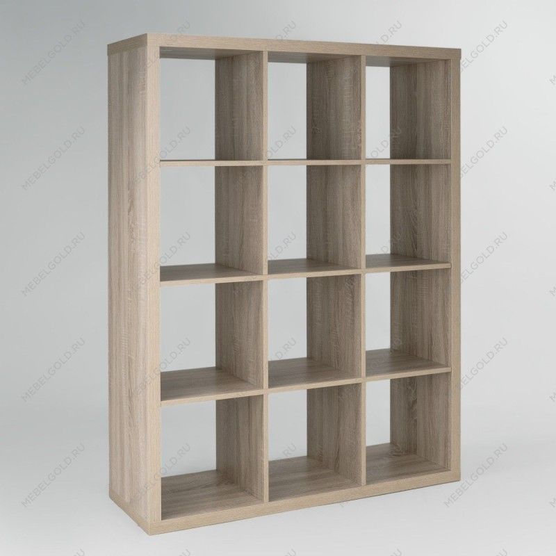 КАЛЛАКС / ФОРА Стеллаж ИКЕА / IKEA 12, широкий стеллаж с открытыми ячейками, тамбурат, дуб беленый | изображение 1