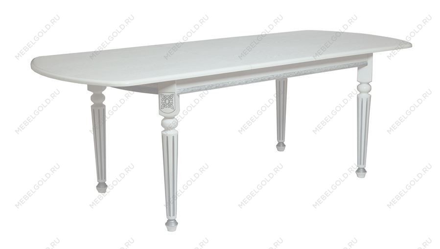 Стол овальный Милорд-170 (90х170х220/белый/патина серебро) | изображение 3