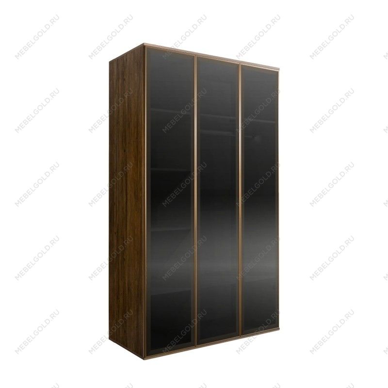 Шкаф 3-х дв. (3 двери стекло) Bogemia Woodline Air (Wood/Золото) БМШ2/3(3)