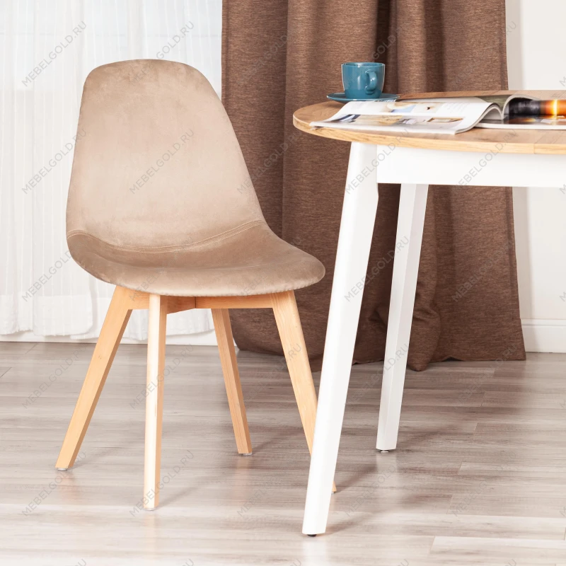 Стул CINDY SOFT (mod. C1021F1-1), велюр/дерево бук, 55 х 48 х 83 см, коричневый HLR12 / натуральный | изображение 8