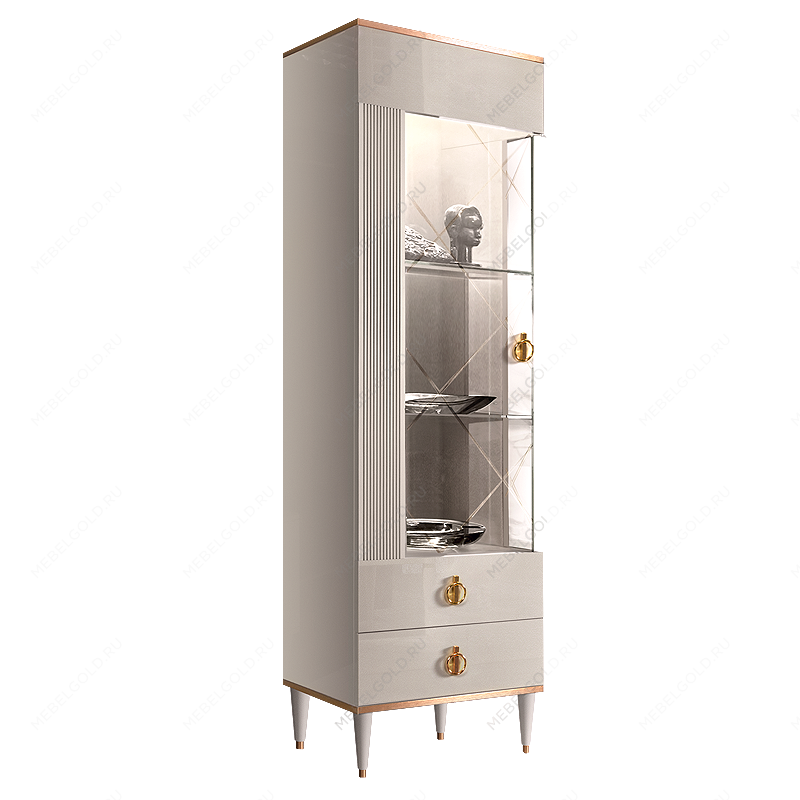 Витрина 1-ств. (левая) Римини СОЛО (белый золото) РМВ1-1С (s) - Выставка Балашиха