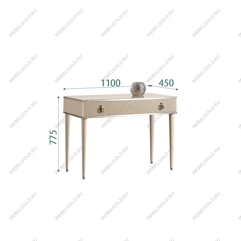 Стол туалетный Римини СОЛО (Ваниль/Серебро) РМСТ-1(s)