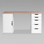 ИНГАР 2/5/ДВ стол письменный 140x75x55, дуб беленый/белый | изображение 1