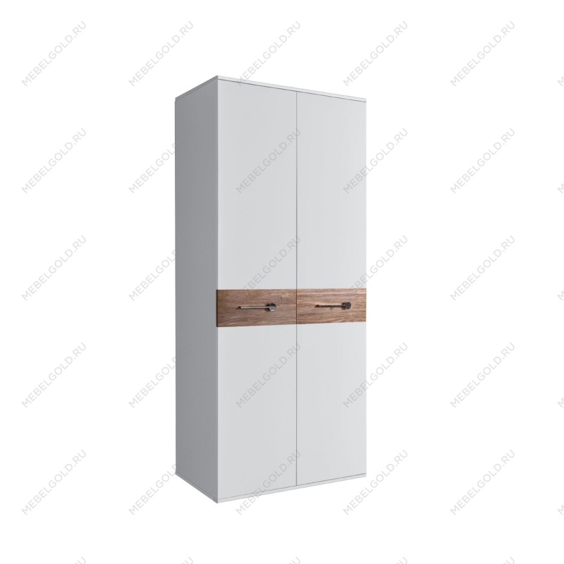 Шкаф 2-х дверный Bogemia Wood Wo (Белый/Хром) БМШ2/2(Wo)
