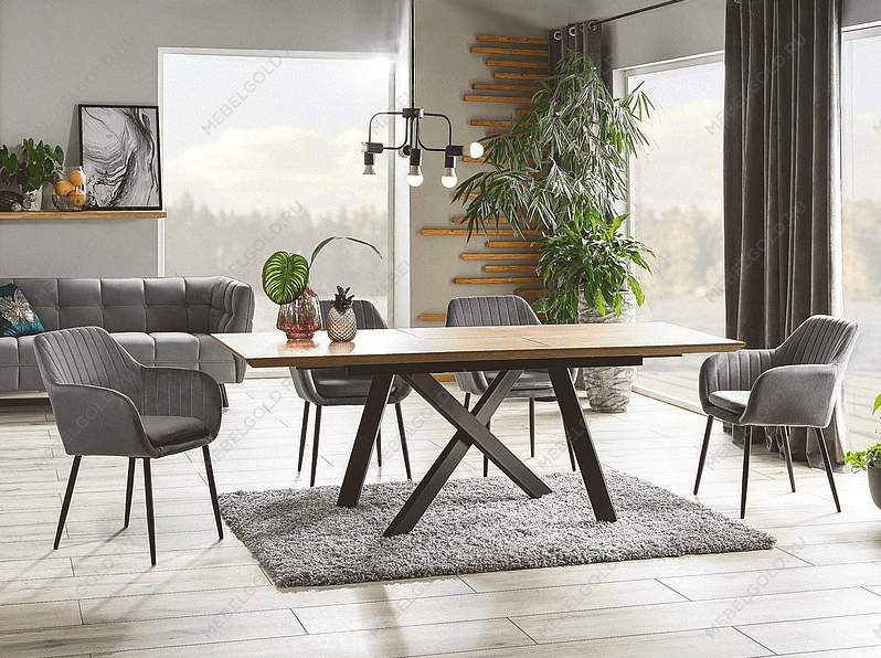 Стол обеденный Signal CAPITOL раскладной (дуб/черный) | изображение 2