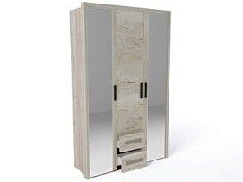 Шкаф 3-х дверный с декоративным обкладом, Мале (1442*544*2316) Дуб галифакс белый