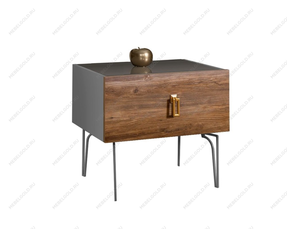 Тумба прикроватная Bogemia Wood Fa (Серый) (Lakobel/Золото) БМТП-1(Wo)