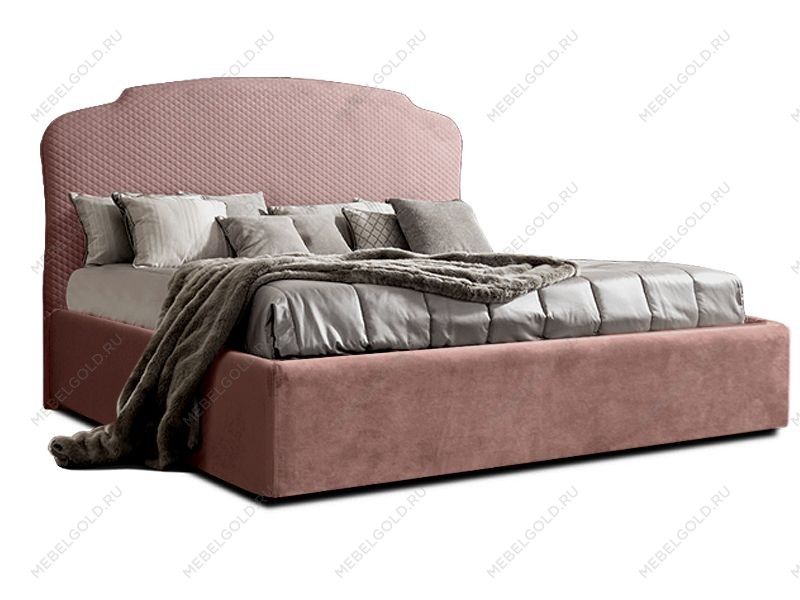 Кровать Римини 1,4 м, с подъемным механизмом (пепельно-розовый), РМКР140-1[3], стеганые царги | изображение 1