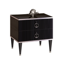 Тумба прикроватная 2 ящика Римини СОЛО (Черный/Серебро) РМТП-2(s)