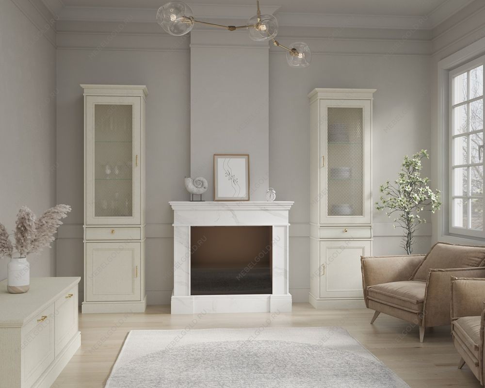 Пенал со стеклом, Сиена (595*406*2100) Береза бежевая, 31802 | изображение 1