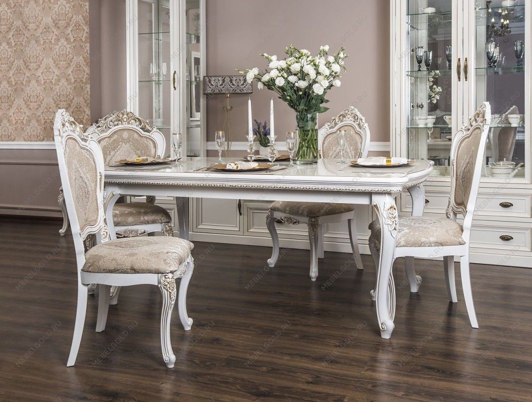 Столовая Натали белый глянец (прямоугольный стол) | изображение 1