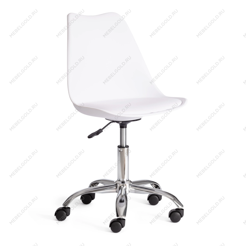 Офисное Компьютерное кресло TULIP (mod.106-1), металл/пластик/PU, 58 x 47 x 97см, White (белый) / Chrome (хром)