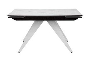 Стол Невада керамика (1400*800+300+300/керамика Gilf white/подстолье черный/ноги белый)