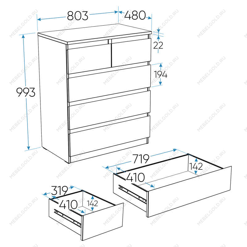 МАЛЬТА комод ИКЕА / IKEA 3+2 ящика 80х99 сонома | изображение 4
