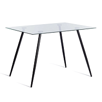 Стол SOPHIA (mod. 5003), металл/стекло (8мм), черный / прозрачный, 110 х 80 х 75 см