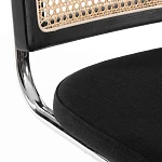 Стул MANI, дерево вяз, ротанг/ткань лен, металлический каркас, черный, 46х46х78 см | изображение 5