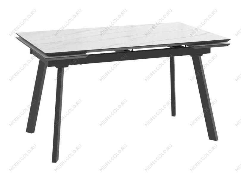 Стол раздвижной Astrid (F)-140 (140+30+30x85/Мрамор светлый -Compact cer/Черный)