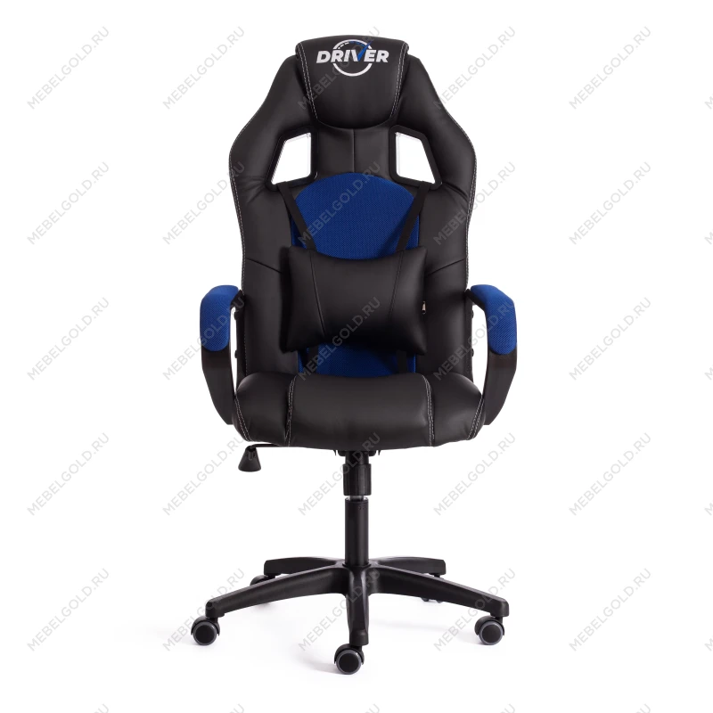Кресло DRIVER (22), кож/зам/ткань, черный/синий, 36-6/TW-10 | изображение 4