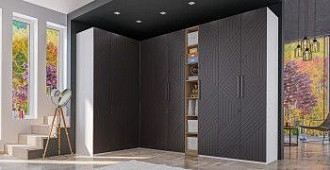 Гардероб угловой Отис П5 с фасадом МДФ (графит)