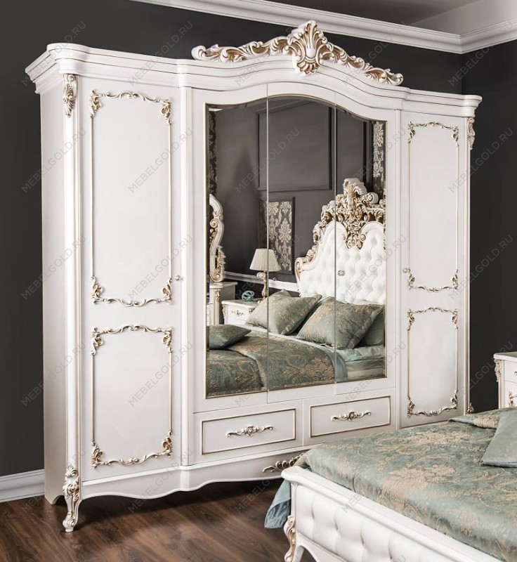 Шкаф Флоренция 5-дверный белый перламутр глянец | изображение 2