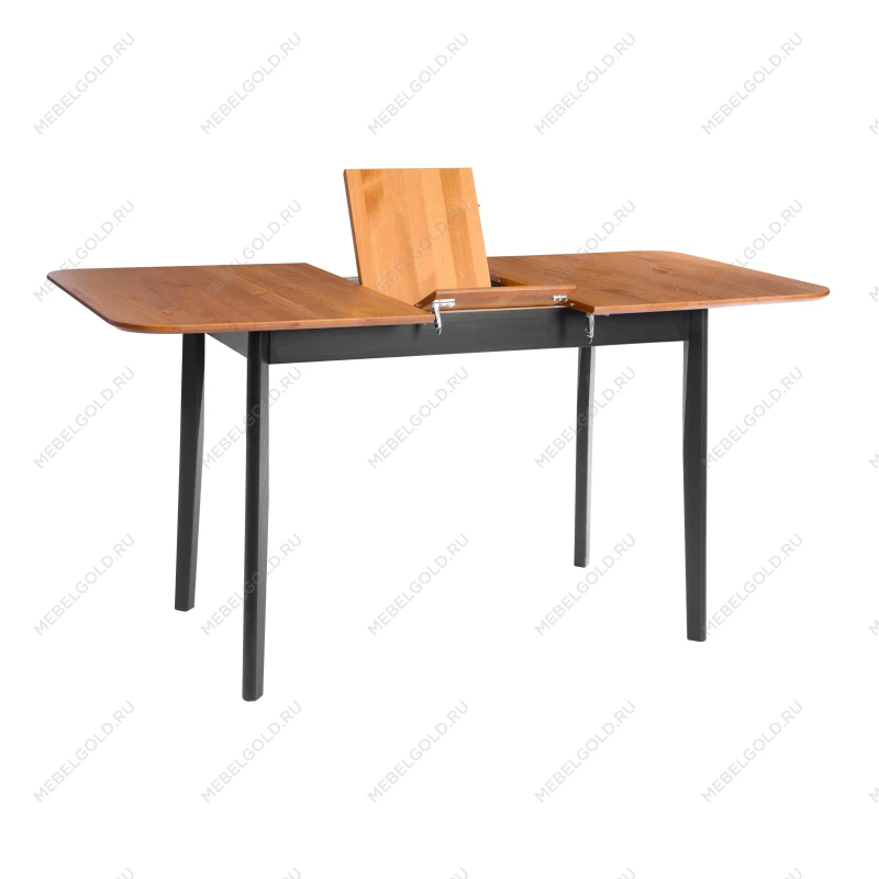Стол Соната Люкс раздвижной/Sonata Lux extension table, массив сосны, антик/чёрный, 120-(150)х75х75 см | изображение 2