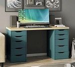 ИНГАР 2/55 стол письменный 140x75x55, дуб беленый/серо-бирюзовый | изображение 3