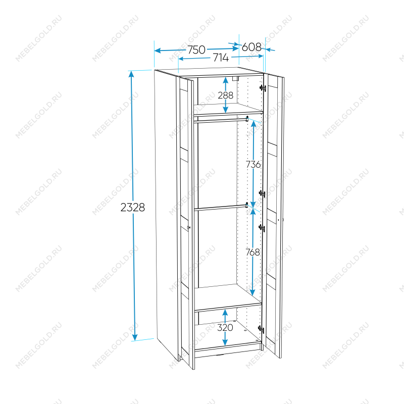 МАКС шкаф 2 двери 75х61х233 серый | изображение 2