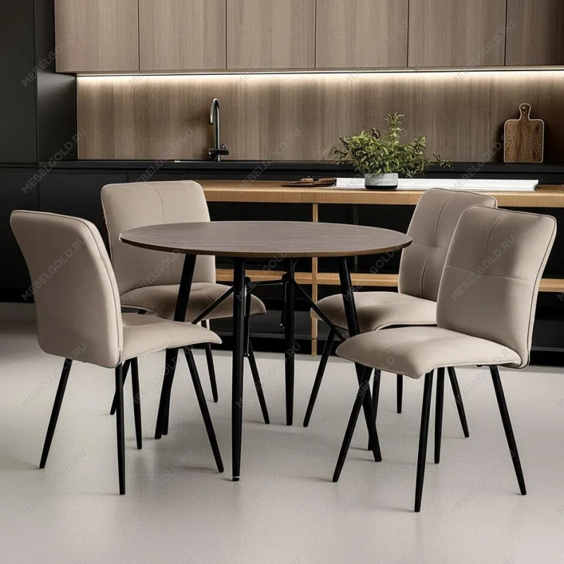 Стул обеденный Sweet, флок, бежевый/черный, 7, 46х55х88 | изображение 9