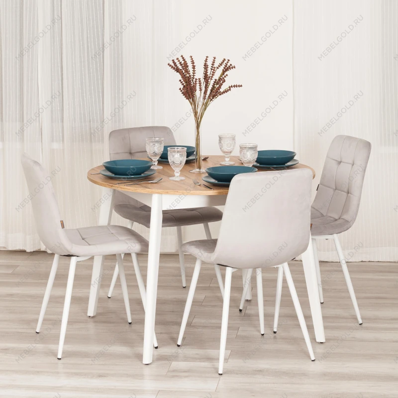 Стул CHILLY (mod. JSC-220), Велюр/металл, 44,5х52,5х88 см, Light grey (светло-серый) HLR14 / белый | изображение 10