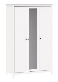 САГА шкаф 3 двери с зеркалом белый