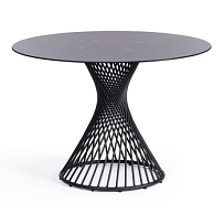 Стол BERTOIA (mod. GT21), металл/стекло (8мм), Black (черный), 110 х 110 х 75 см