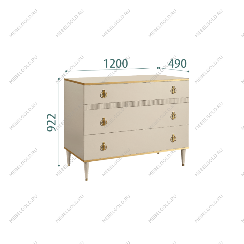 Комод с планкой Римини СОЛО (Ваниль/Золото) РМКМ-3(s)