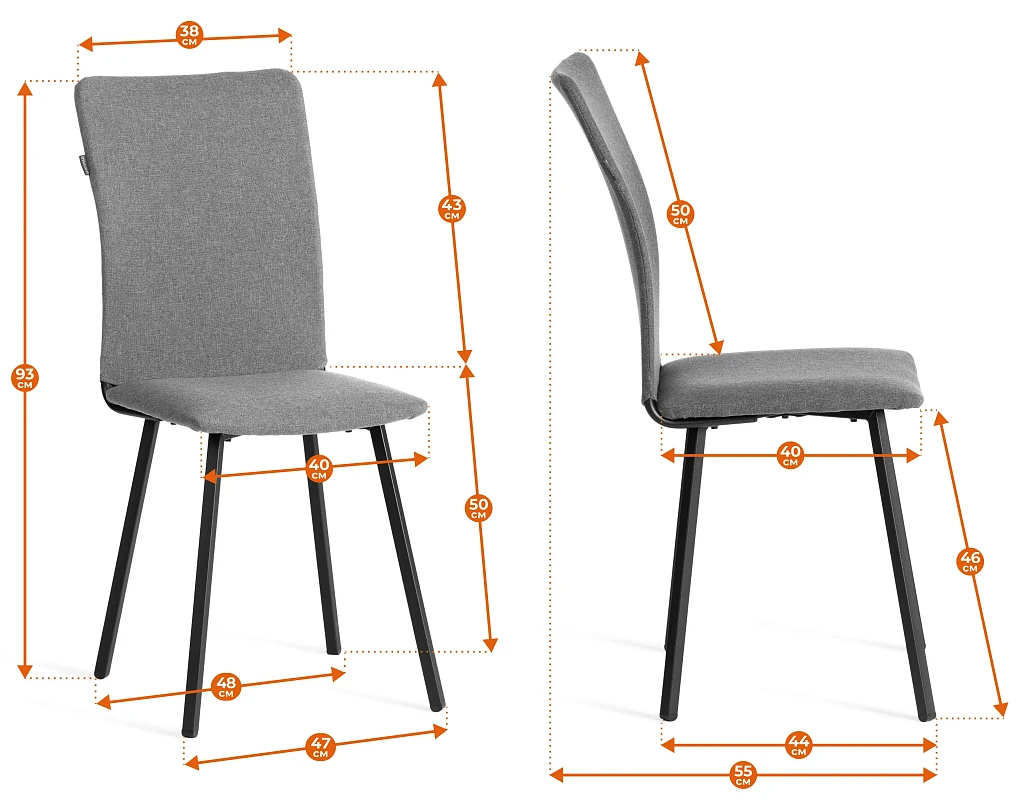 Стул обеденный La Rousse, NEW, ткань рогожка, тёмно-серый, F68, 45х55х93 см | изображение 13