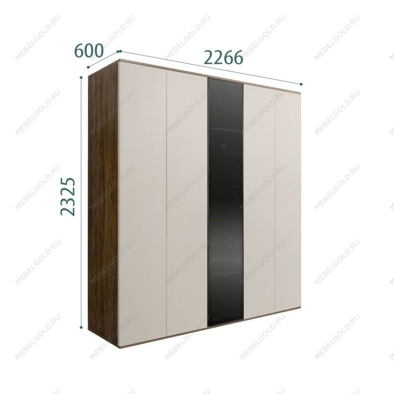 Шкаф 5-ти дв. Bogemia Woodline Air (Шелк/Черный) БМШ2/5(1)