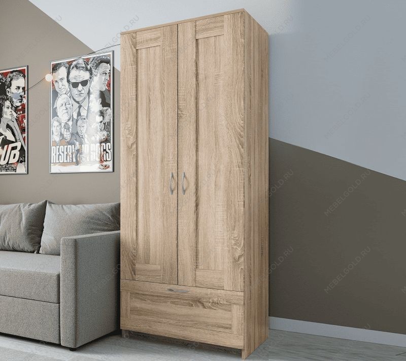 БРИМНЭС / СИРИУС Шкаф ИКЕА / IKEA для одежды 2 двери и 1 ящик сонома | изображение 4